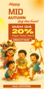 Vàng Cam Hoạt Hình Tết Trung Thu Banner Dọc